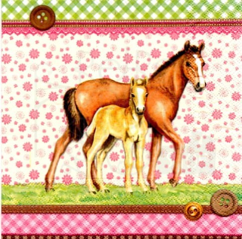 Serwetka 33 x 33 - Konie, koniki