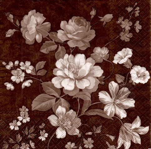 Serwetka 33 x 33 - Kwiaty brązowe