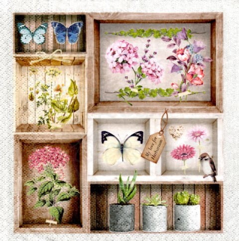 Serwetka 33 x 33 - Kwiaty, zioła, herbarium