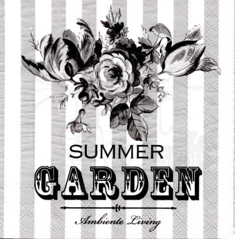 Serwetka 33 x 33 - Kwiaty szare Summer Garden