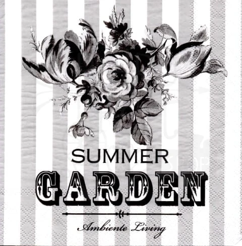 Serwetka 33 x 33 - Kwiaty szare Summer Garden