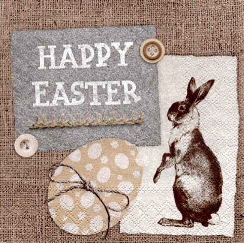 Serwetka 33 x 33 - Zając Happy Easter Wielkanoc