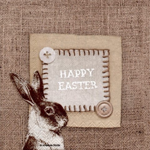 Serwetka 33 x 33 - Zając Happy Easter Wielkanoc