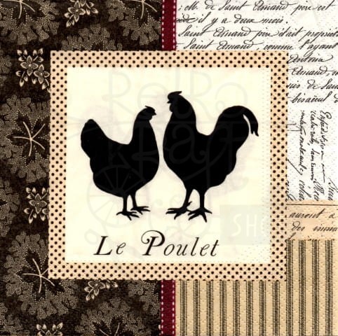 Serwetka 33 x 33 - Kura, kogut, Le poulet