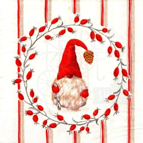 Serwetka 33 x 33 - Krasnal, Boże Narodzenie