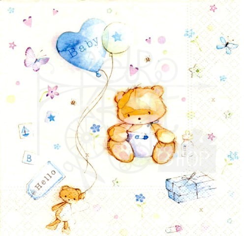 Serwetka 33 x 33 - Chłopiec baby, balon