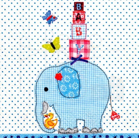 Serwetka 33 x 33 - Niebieski słoń baby