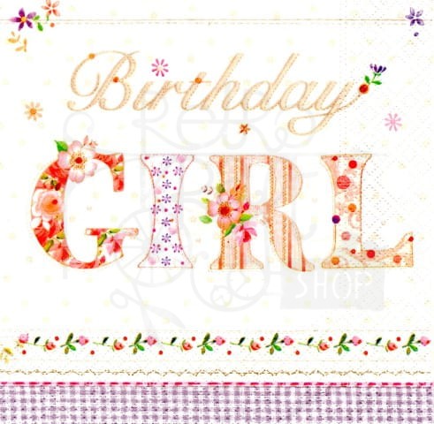 Serwetka 33 x 33 - Birthday girl