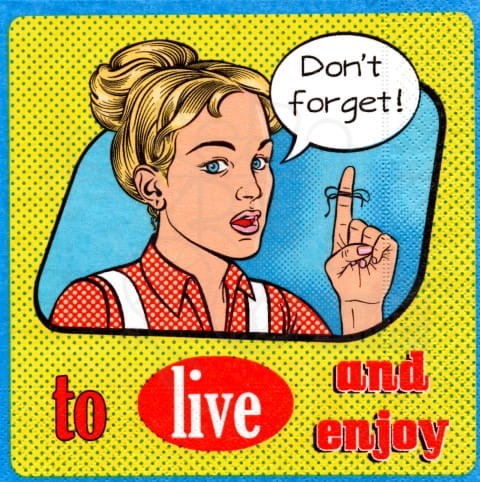 Serwetka 33 x 33 - Don't forget to live and enjoy, retro