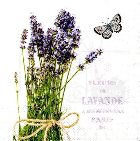 Serwetka 25 x 25 - Bukiet lawendy, motyle