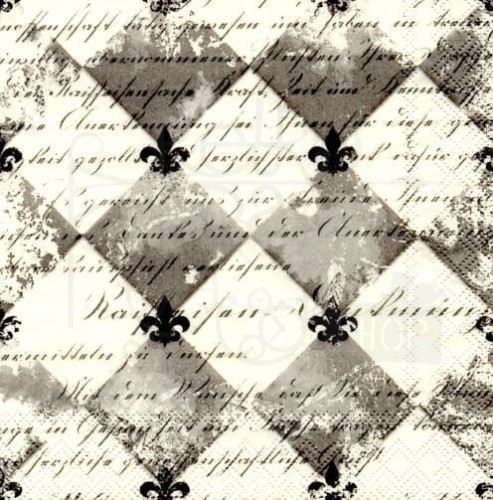 Serwetka 25 x 25 - Czarna lilijka na szachownicy