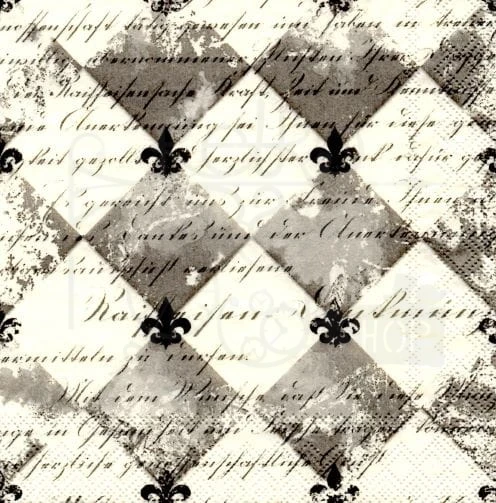 Serwetka 25 x 25 - Czarna lilijka na szachownicy