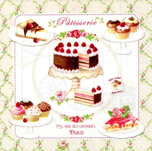 Serwetka 33 x 33 - Patisserie, tort, ciasto, muffinki