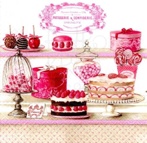 Serwetka 33 x 33 - Patisserie, ciastka, słodkości