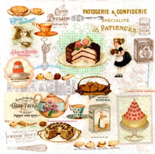 Serwetka 33 x 33 - Patisserie, ciastka, słodkości