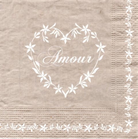 Serwetka 22 x 22 - Serce amour taupe