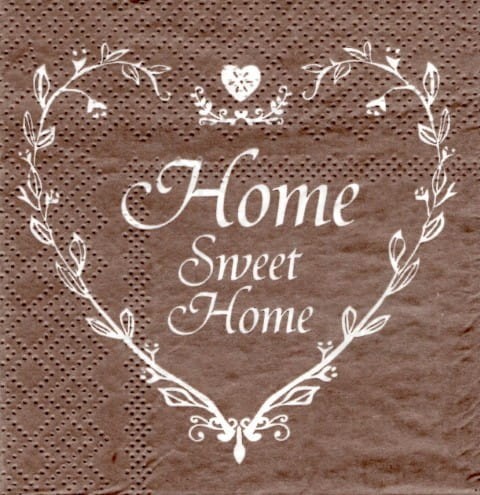 Serwetka 21 x 21 - Serce Home Sweet Home taupe