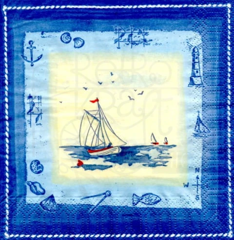 Serwetka 33 x 33 - Żaglówka na morzu
