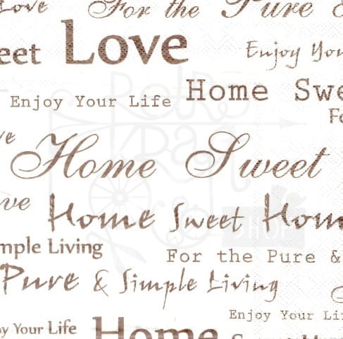 Serwetka 33 x 33 - Enjoy your life, home sweet home biała