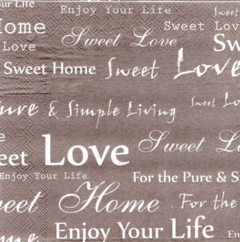 Serwetka 33 x 33 - Enjoy your life, home sweet home taupe