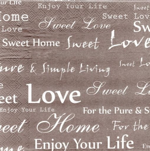 Serwetka 33 x 33 - Enjoy your life, home sweet home taupe