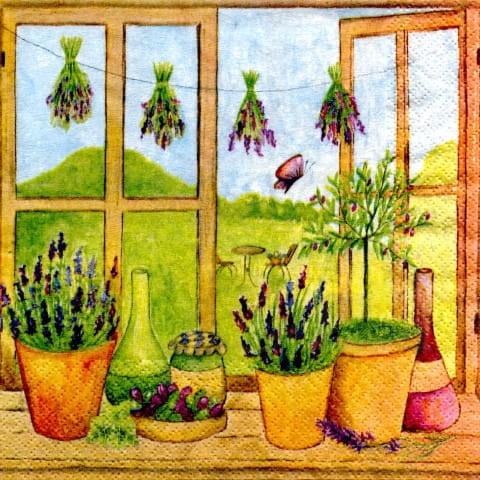 Serwetka 33 x 33 - Lawenda w oknie