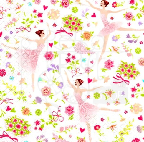 Serwetka 33 x 33 - Baletnice w kwiatach