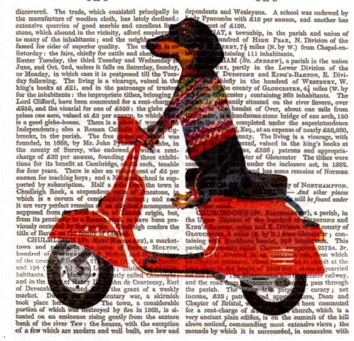 Serwetka 33 x 33 - Pies jamnik na motorze