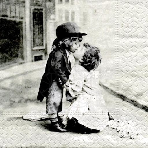 Serwetka 25 x 25 - Pocałunek dzieci retro