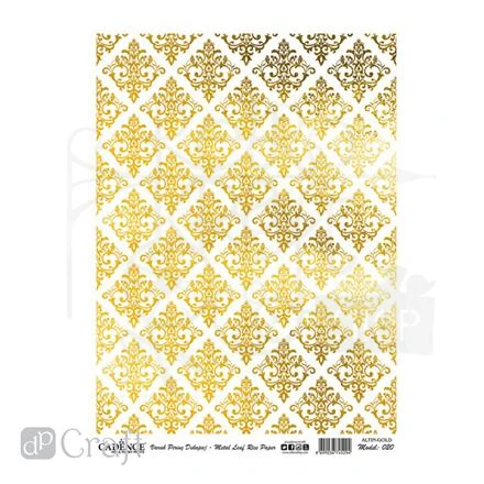 Metaliczny papier ryżowy 032, 30 x 41 cm, damask