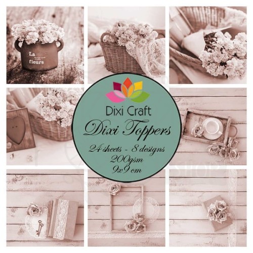 Papiery Toppers Dixi 9x9cm 0324, róże, koronki