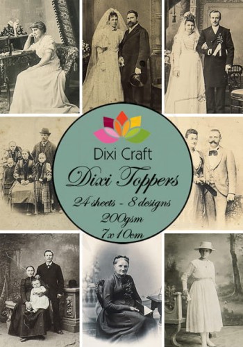 Papiery Toppers Dixi 7x10cm 0010, retro ślub, rodzina