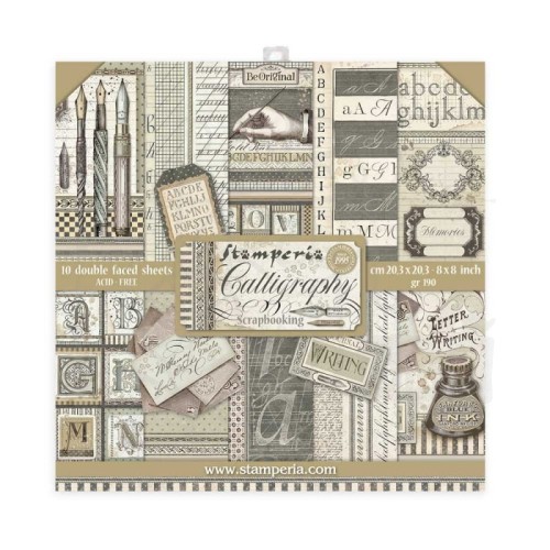 Zestaw papierów do scrapbookingu 20,3x20,3cm Caligraphy Stamperia