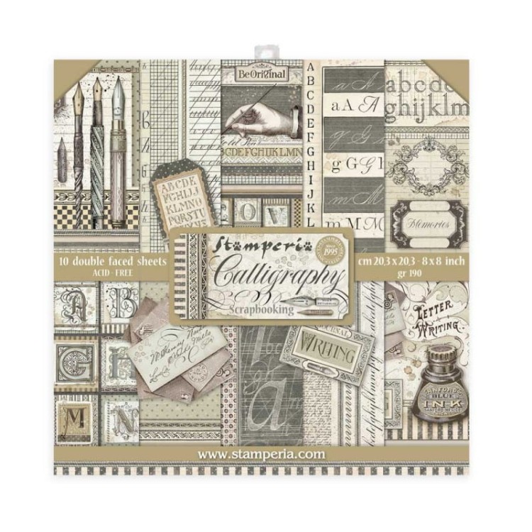 Zestaw papierów do scrapbookingu 20,3x20,3cm Caligraphy Stamperia