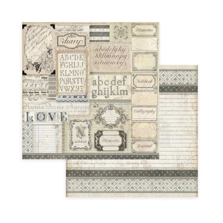 Zestaw papierów do scrapbookingu 20,3x20,3cm Caligraphy Stamperia