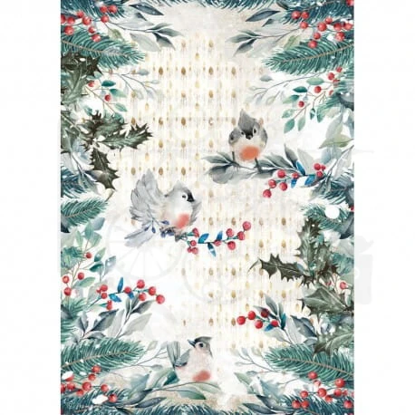 Papier ryżowy A4 Romantic Christmas ptaszki Stamperia