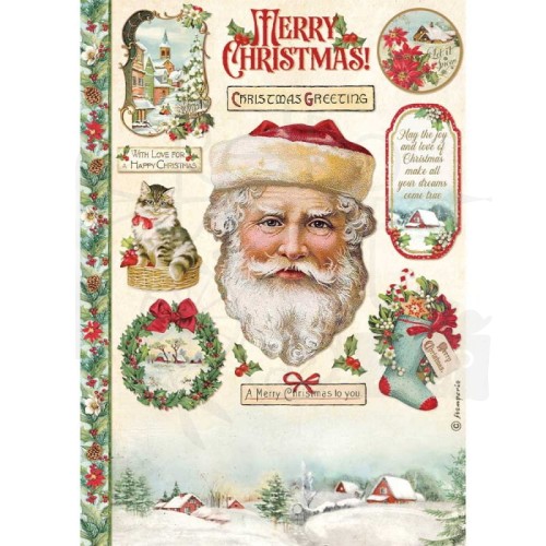 Papier ryżowy A4 Classic Christmas u Mikołaja Stamperia