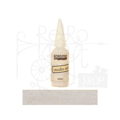 Tusz media ink 20 ml srebrny Pentart