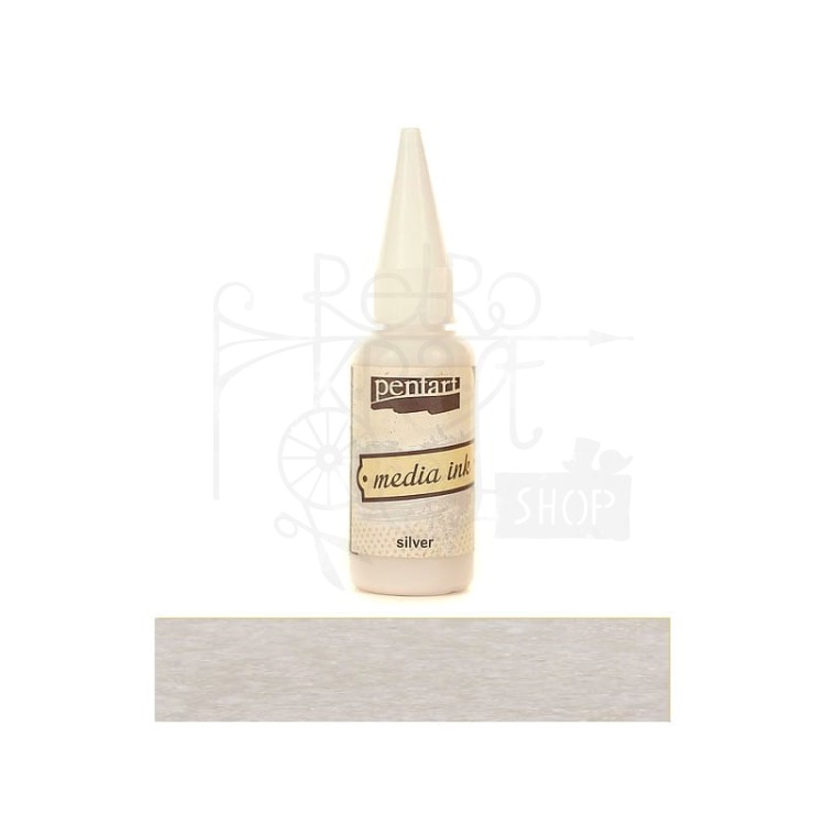 Tusz media ink 20 ml srebrny Pentart