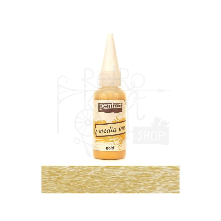 Tusz media ink 20 ml złoty Pentart