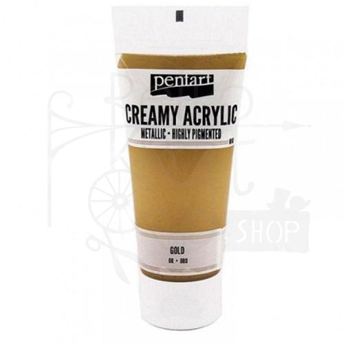 Farba akrylowa cream metaliczna złoto 60ml Pentart