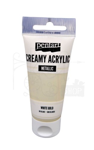 Farba akrylowa cream metaliczna białe złoto 60ml Pentart