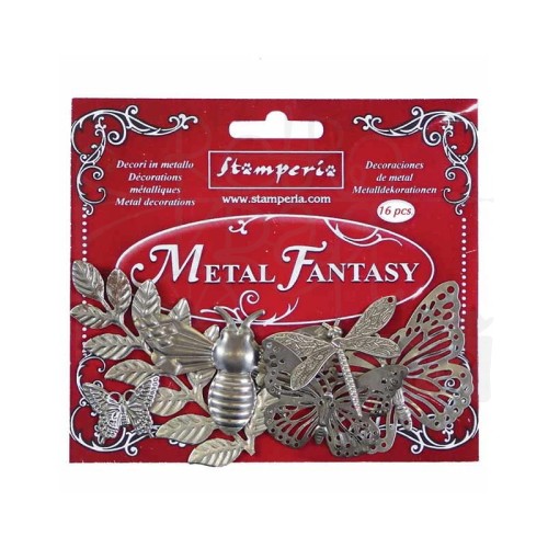 Zestaw 16szt metal dekoracje fauna i flora Stamperia