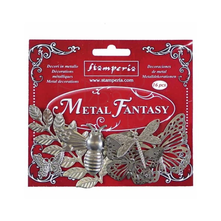 Zestaw 16szt metal dekoracje fauna i flora Stamperia