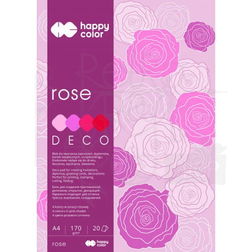 Blok Deco Rose A4 5 kol. różowych 170 5 g/m2 20 ark., Happy Color