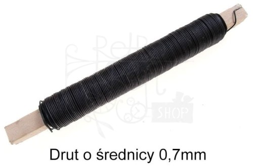 Drut czarny na patyczku 0,7mm