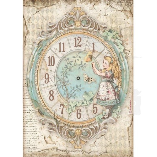 Papier ryżowy Alice zegar Stamperia
