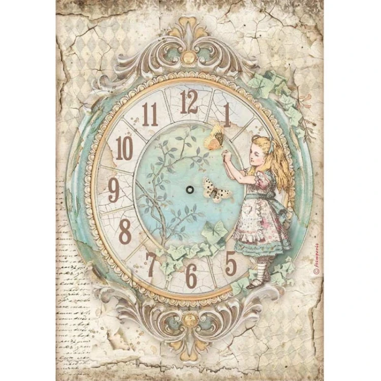 Papier ryżowy Alice zegar Stamperia