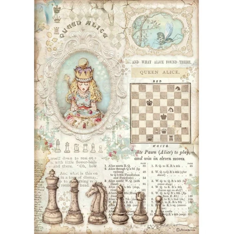 Papier ryżowy Alice królowa szachów Stamperia