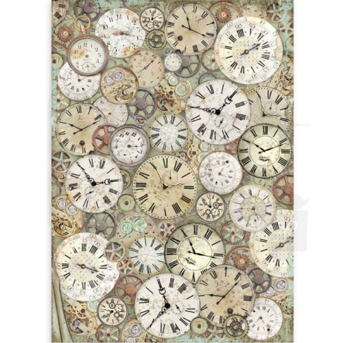 Papier ryżowy a3 Lady vagabond zegary mechanizm Stamperia
